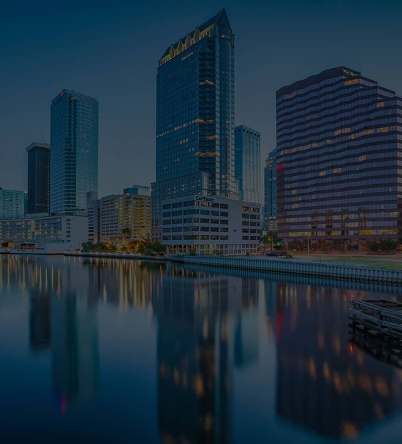 Downtown Tampa at sunset