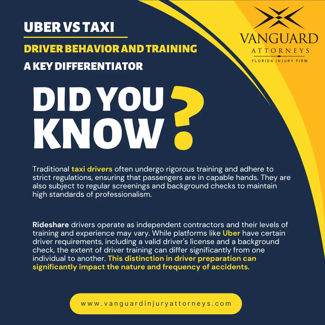 Infographic about the lack of training received by rideshare drivers which leads to more accidents caused by uber and lyft drivers compared to taxi drivers.