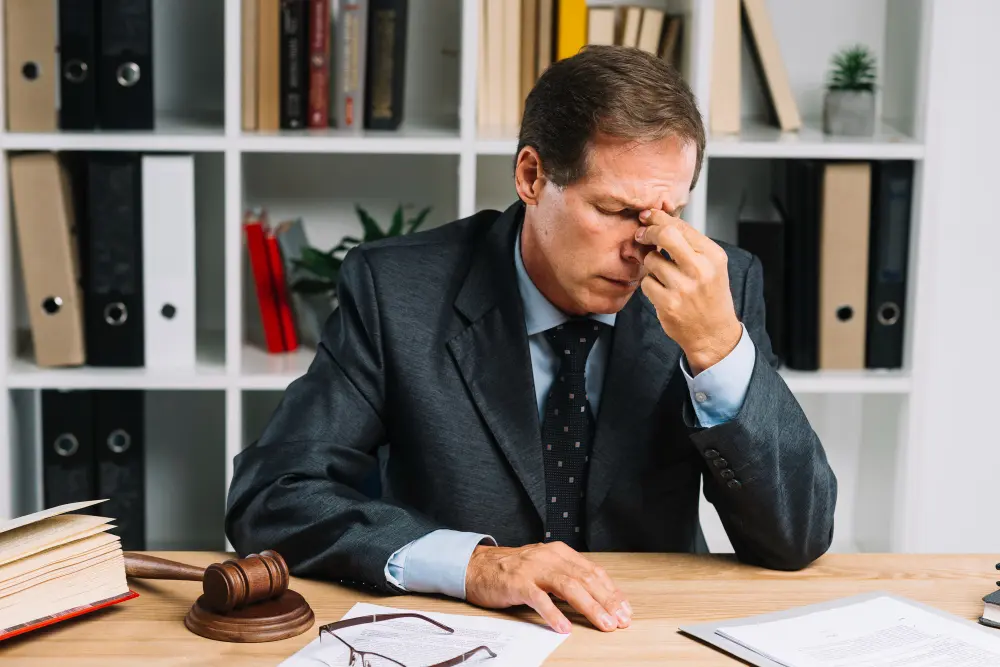 fired personal injury lawyer at desk